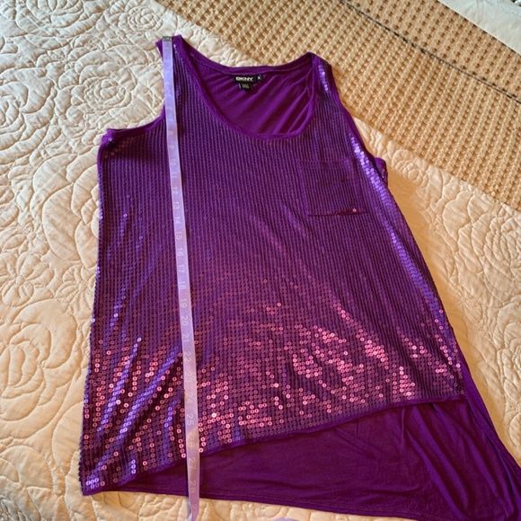 DKNY Tank Top Asymmetrical  with Sequins size M 100% Modal - Picture 5 of 7